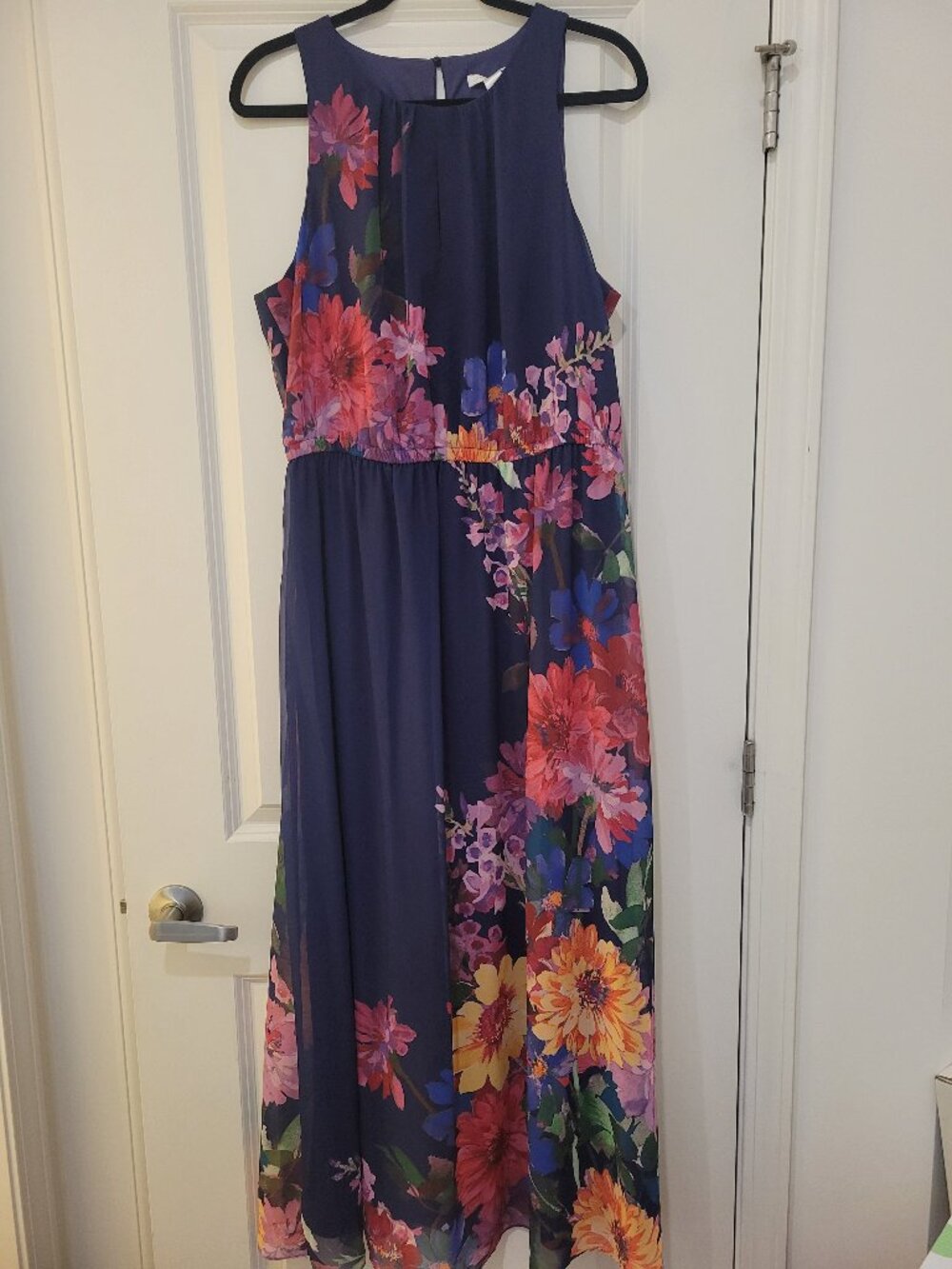 London Times women's navy floral maxi dress, new with tags